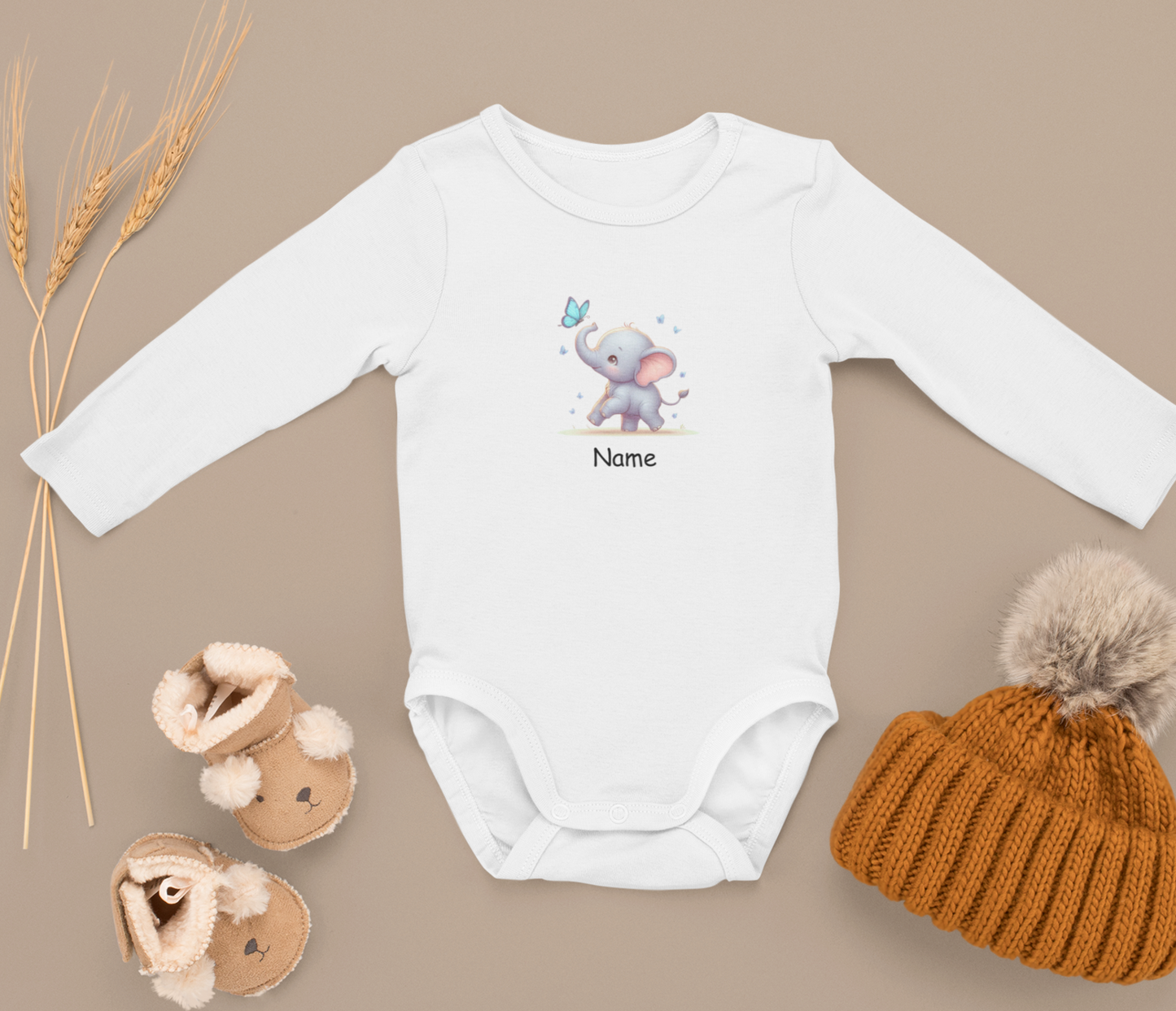 Elefanten-Zauber - Baby Body Langarm Personalisierbar