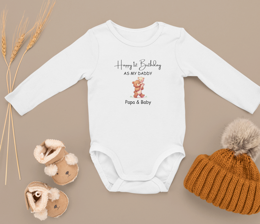 Erster Geburtstag als Papa - Baby Body Langarm personalisierbar