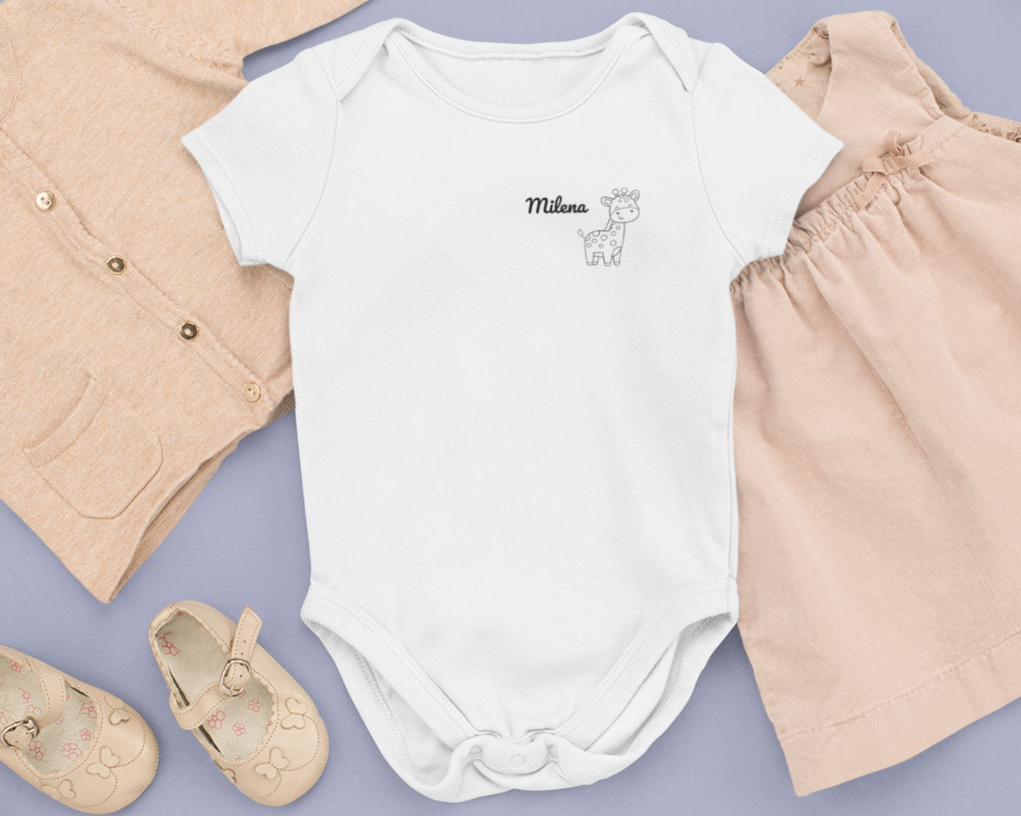 Giraffe personalisierbar  - Baby Body Kurzarm