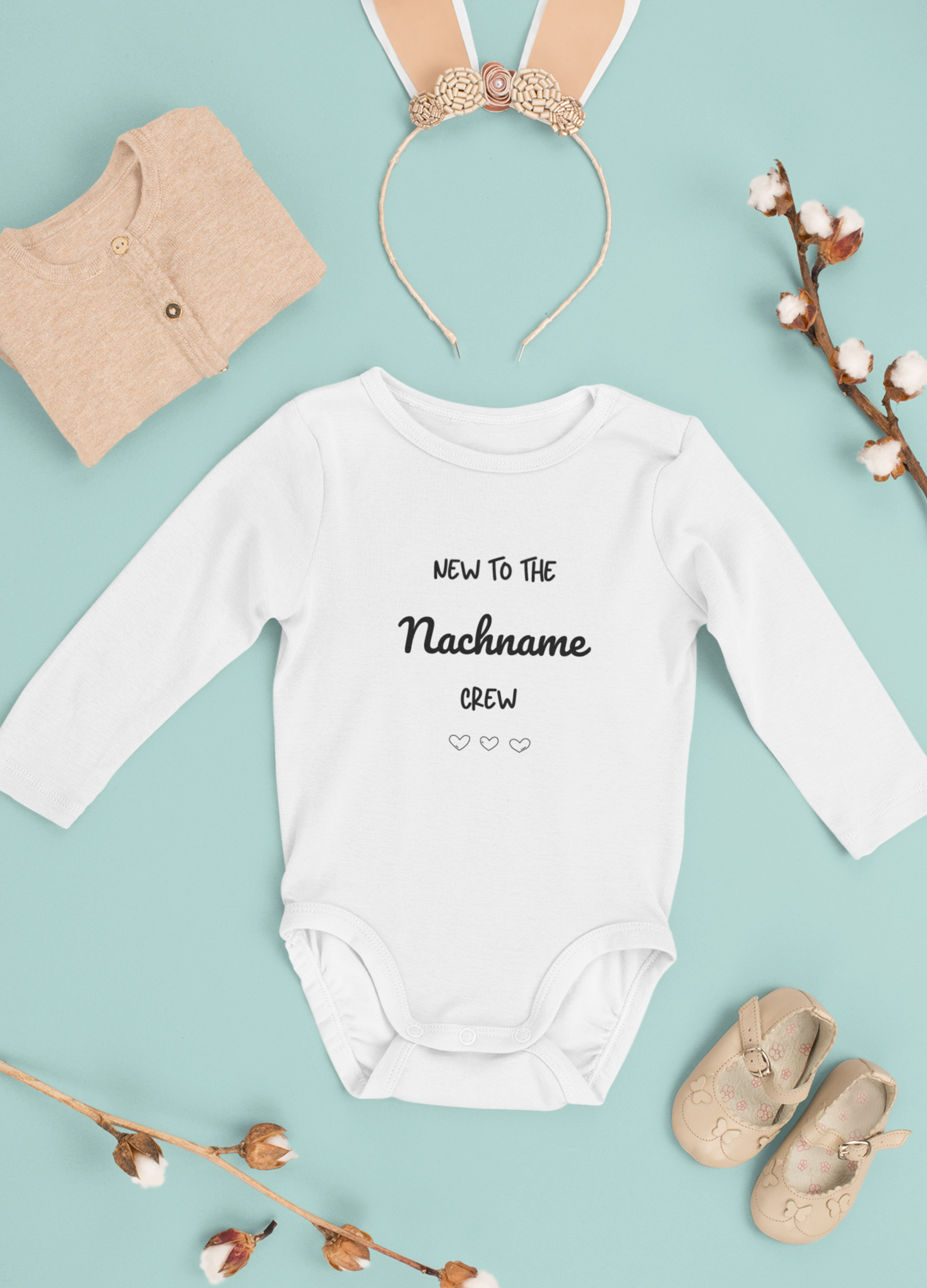 New to the Crew personalisierbar - Baby Body Langarm