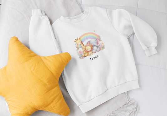 Regenbogen-Dschungel - Baby Sweatshirt Personalisierbar
