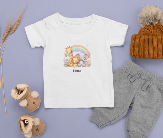 Regenbogen-Dschungel - Baby T-Shirt Personalisierbar