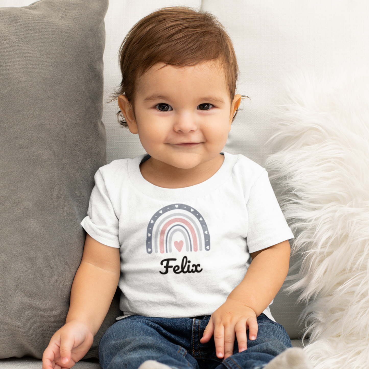 Regenbogen personalisierbar - Baby T-Shirt