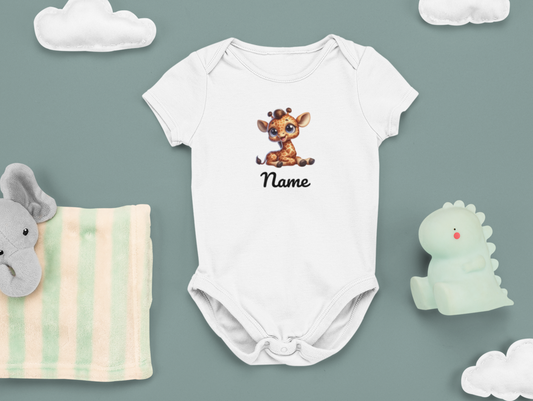 Safari Traum personalisierbar - Giraffen Baby Body Kurzarm